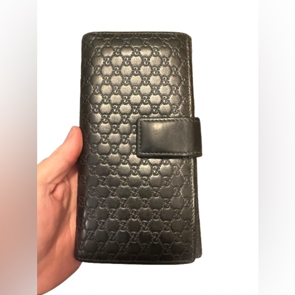 Gucci Micro GG Guccissima Metallic Black Continental Wallet - Picture 3 of 7